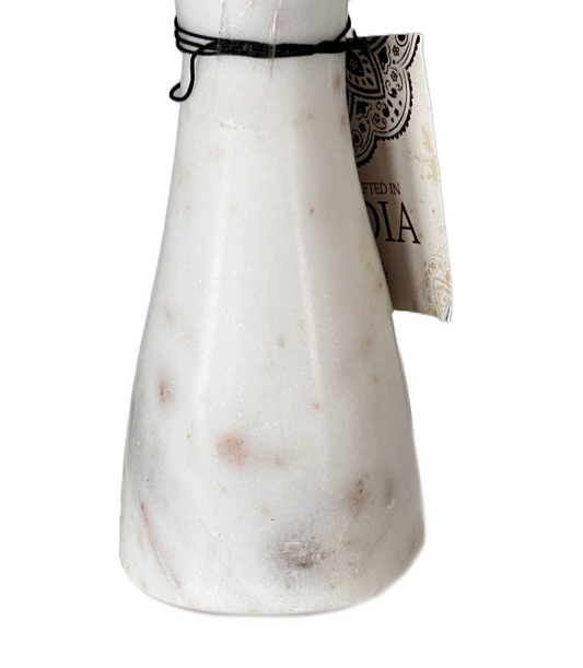 Candlestick Holder White Marble Hourglass Shape Holds Taper Candle, Unique Gift