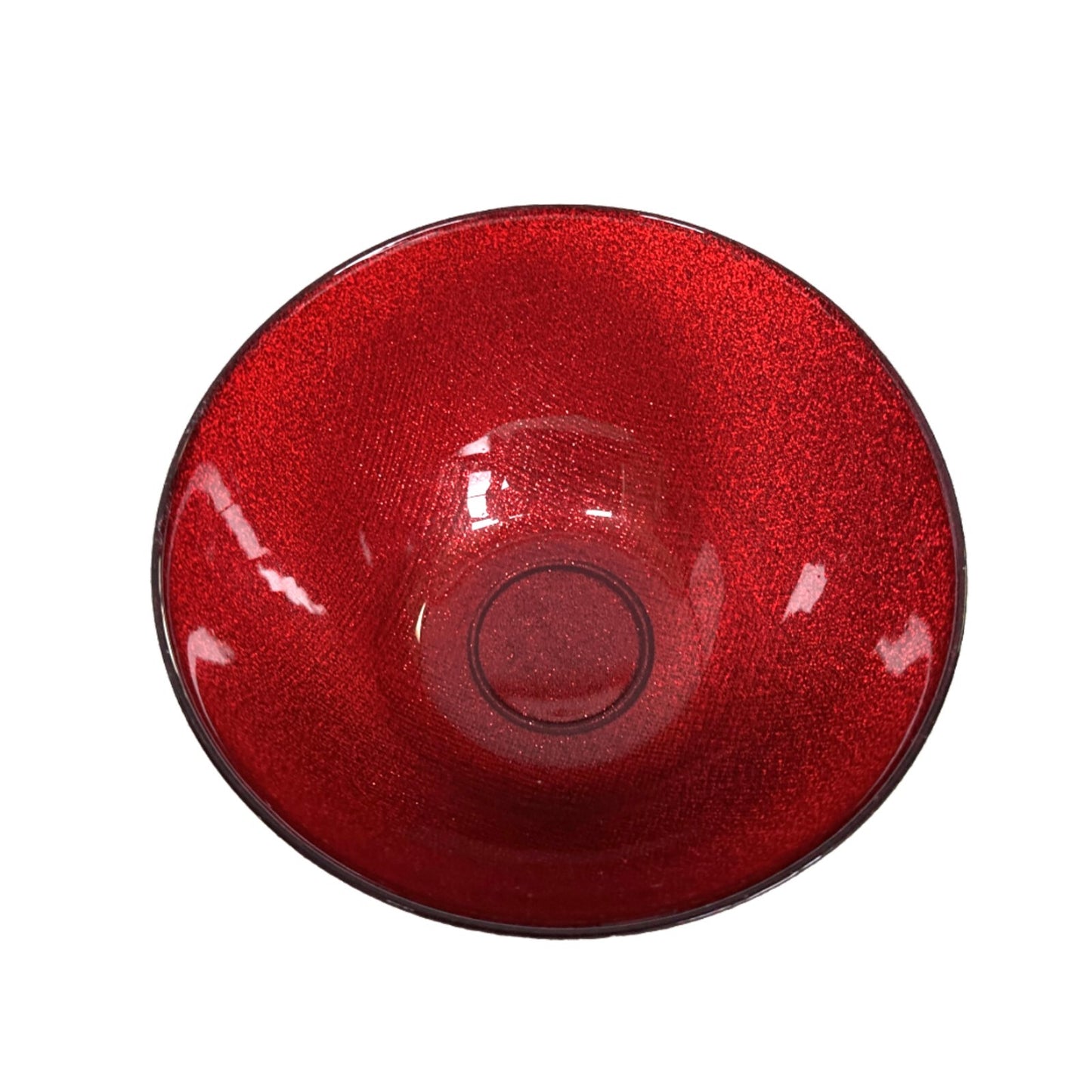 Christmas Day Red Sparkling Glass Dinner Side Bowl w/Textured Back Desserts