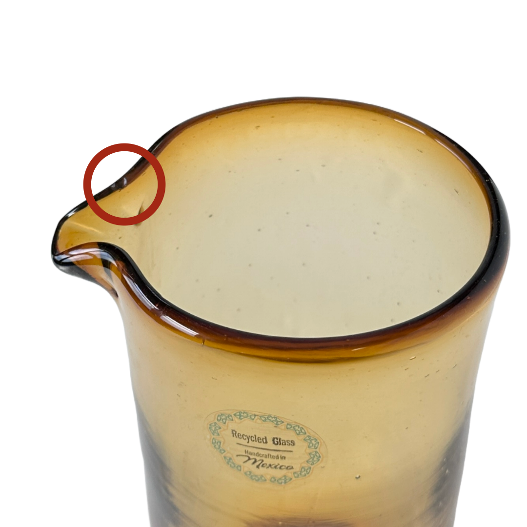 Pitcher Water, Wine, Sangria, Amber Gold Recycled Glass Handcrafted In Mexico