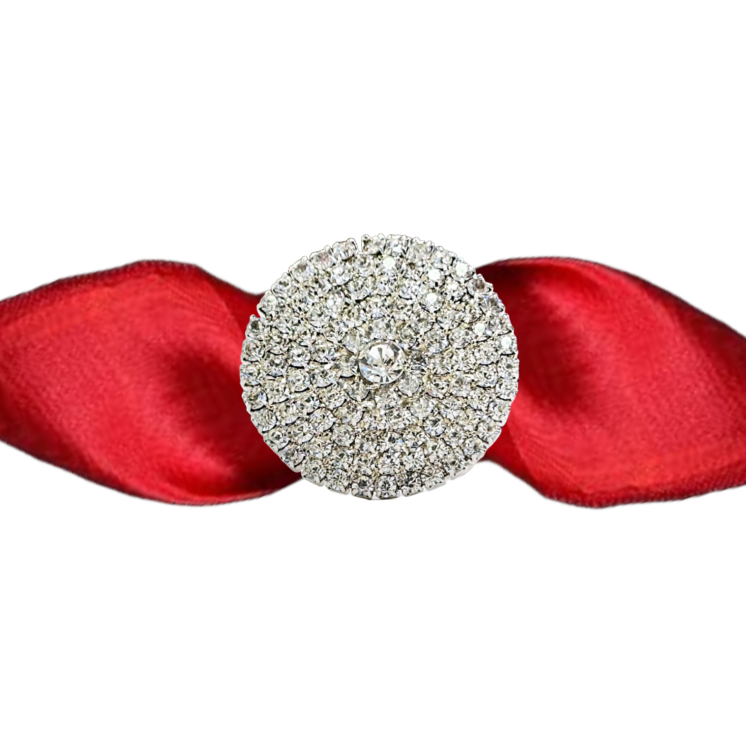 Napkin Rings Round Button Silver Crystal Clusters of Sparkling Bling Set/4