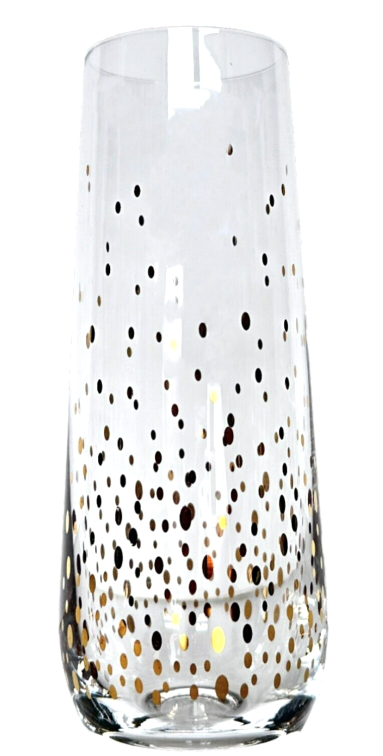 Champagne Glass Stemless Cascading Gold Confetti Polka Dots Fun & Festive Set 3