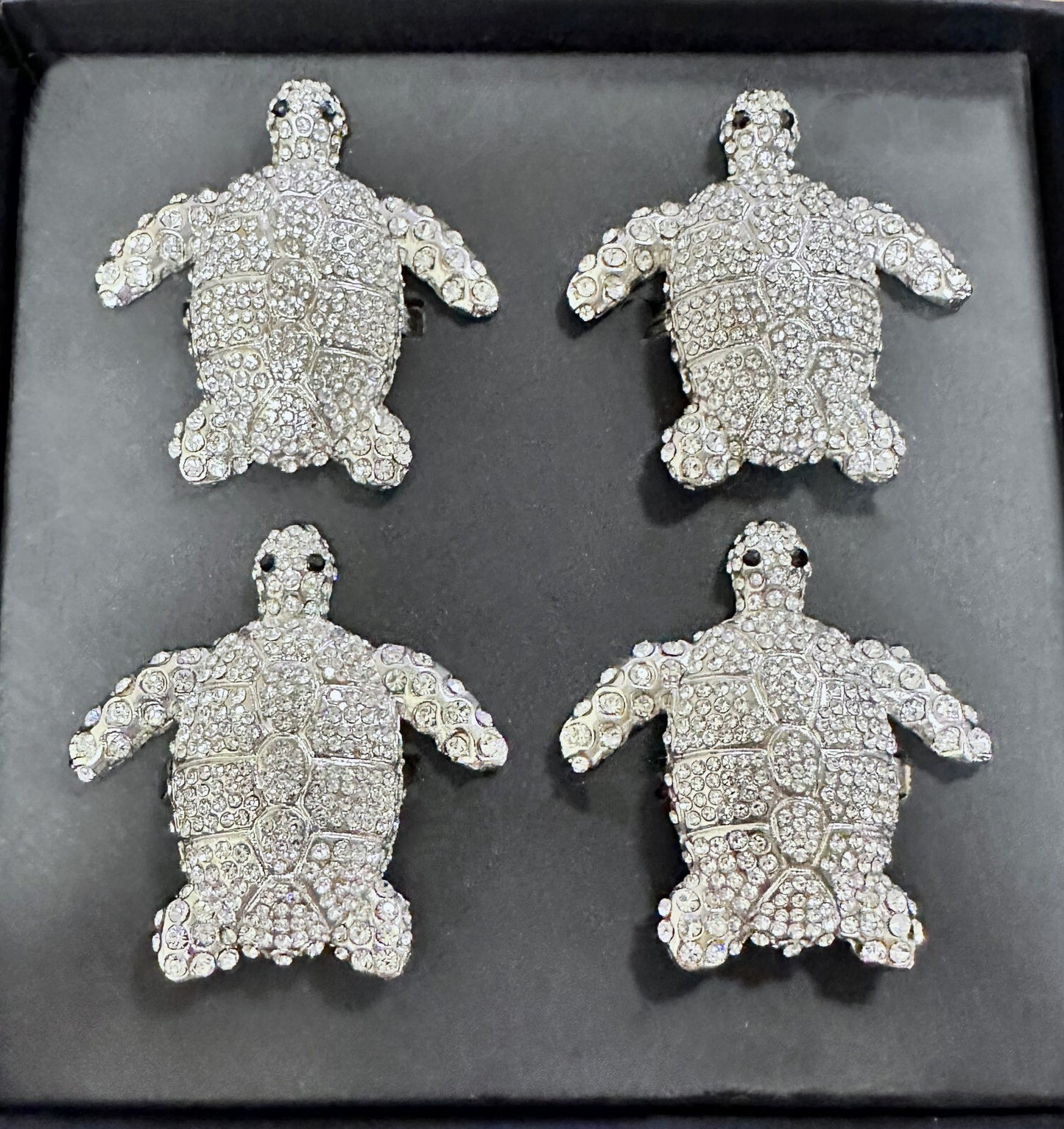 Napkin Rings Sea Life Silver Sparkling SEA TURTLE by Coastal Collection Set of 4
