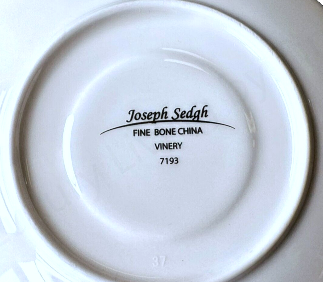 Joseph Sedgh VINERY 7193 Teacup, Coffee Cup, with Saucer Fine Bone China 8 Pcs