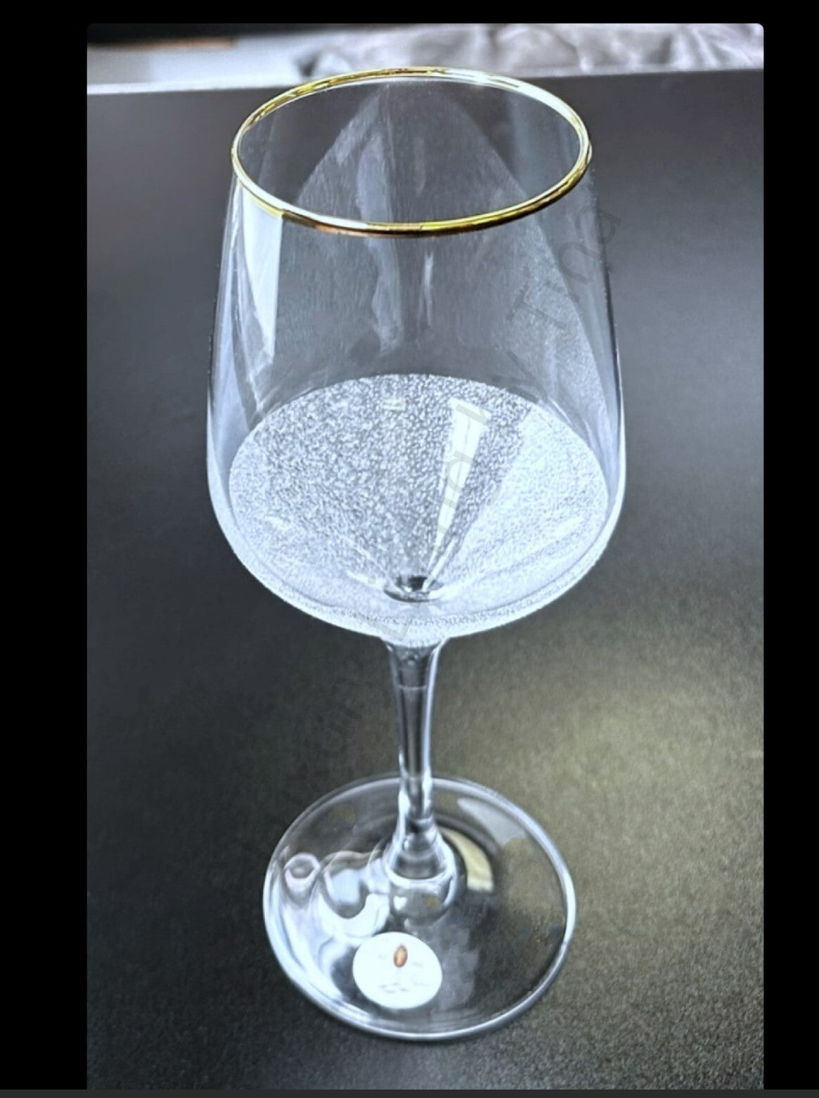 Wine Glass Italian Frosted Textured Design Lower Half w/Gold Rim Fratelli Fumo