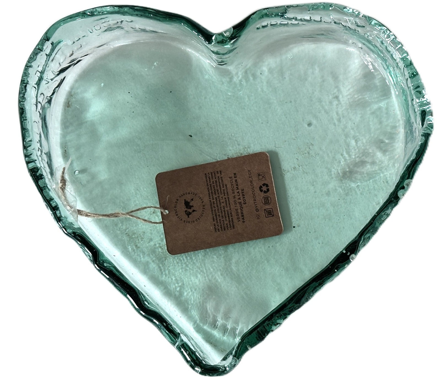 Heart Shaped Asymmetrical Serving Bowl Dish Pie Plate 100% Recycled Glass Unique