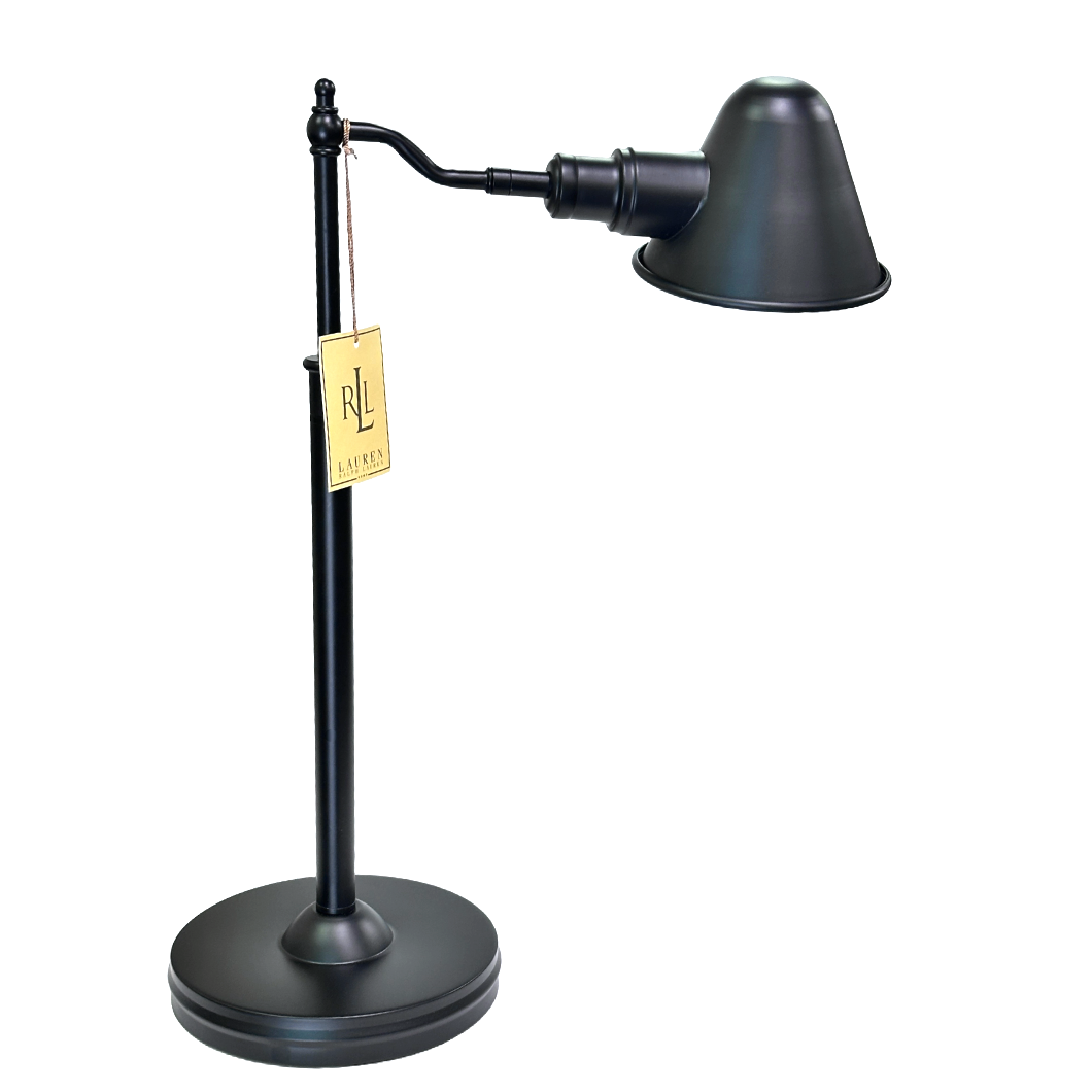 Ralph Lauren Classic Adjustable Desk Lamp Black Metal with Conical Black Shade