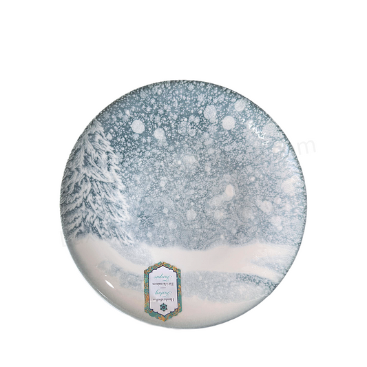 Salad Plates Falling Snow Forest Fir Trees by Intesa Home Set of Four 8"