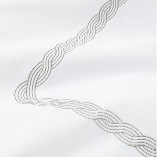 Ralph Lauren King Size European Sham "Spencer" White with Gray Cable Embrodery 20" x 36" Cover