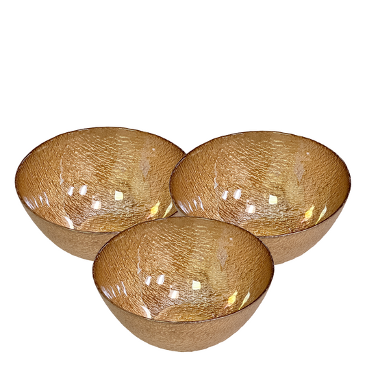 Gold Sparkling Iridescent Side Dinner Bowls 6" for Salads, Dessert, Soup Set/3
