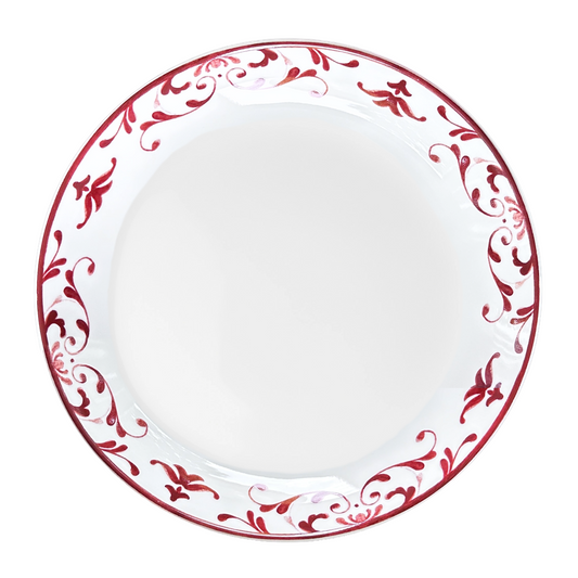 Foliage Maroon 9" Side Dinner Plate Bowl w/Maroon Red Rim by Palate & Plate Set/4