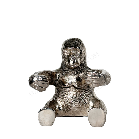 Bottle Holder Silver Ape Gorilla Monkey Shaped w/Arms Wrapped Around Wine Bottle