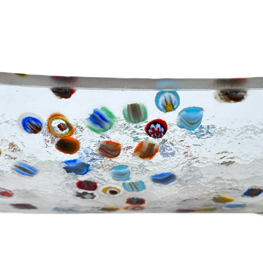 Murano Glass Millefiori Bowl Canoe Shape Handmade in Italy byYalos Murano Glass