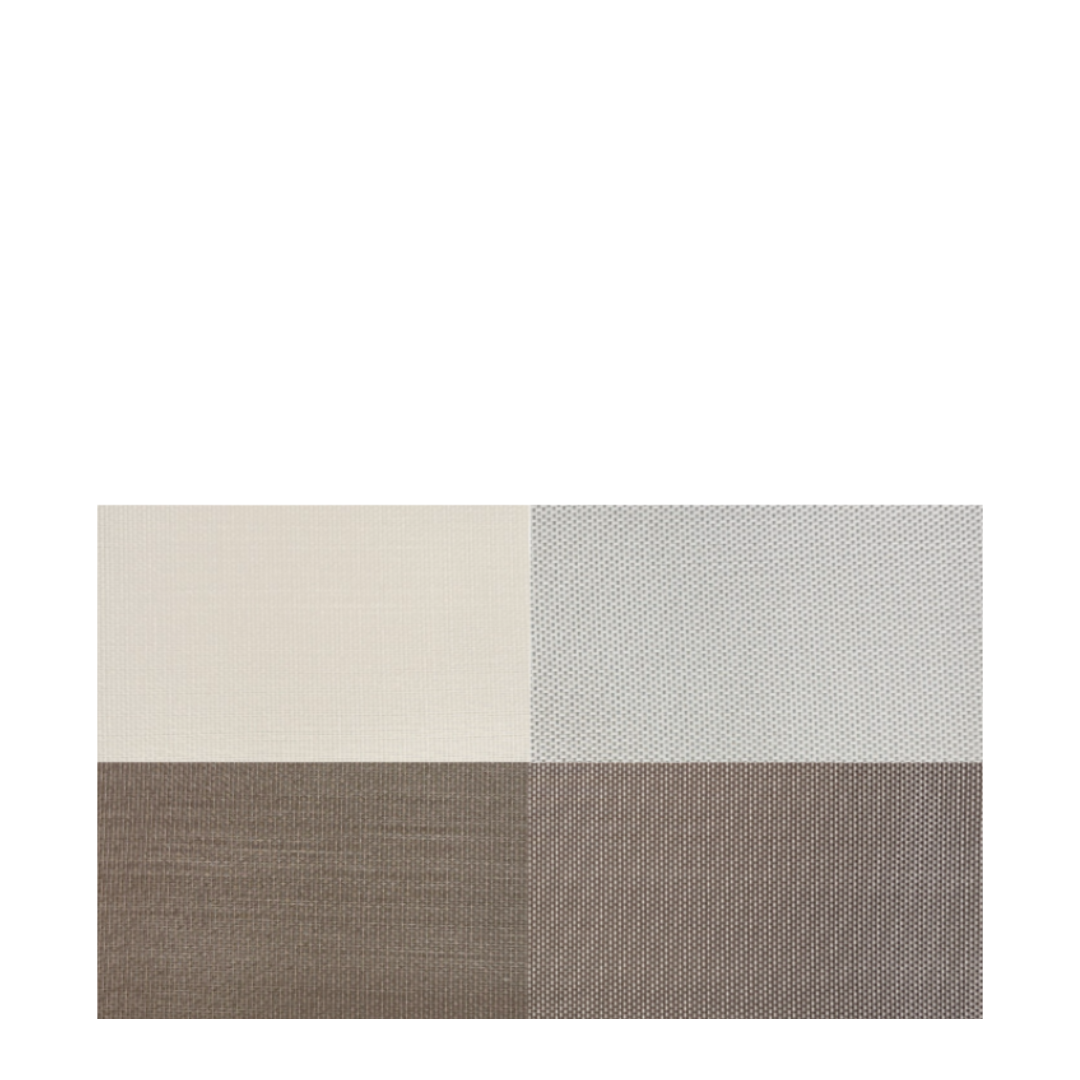 4 Placemats Rectangle w/a Quadrant Brown Pattern PVC Indoor Outdoor Polyvinyl