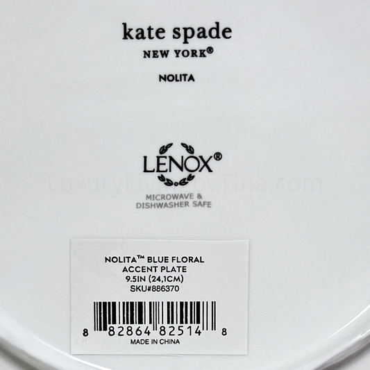 Kate Spade Nolita Blue Floral 9.5" Accent, Salad Plates by Lenox Set of 4
