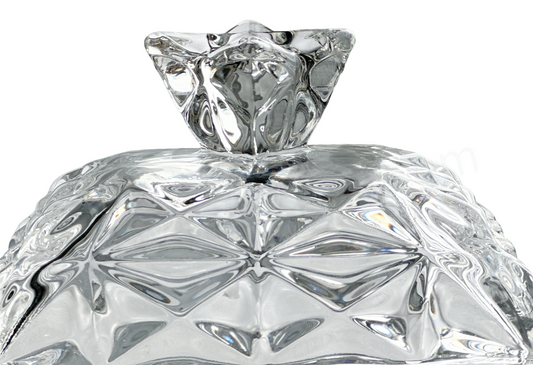 Butter Keeper Dish Diamond Cut‑Glass with Faceted Lid Retro Kitchen Serveware