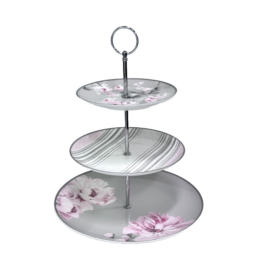 3 Tier Fine Bone China Floral Dessert Cake Stand "Beatrice" by Laura Ashley