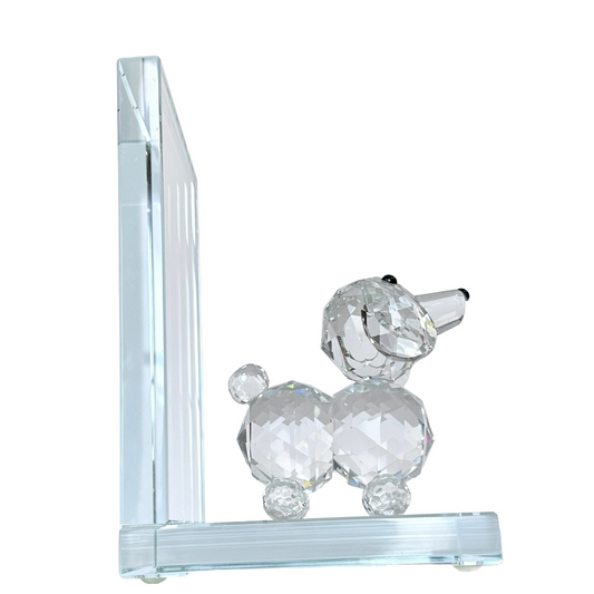 Bookends, Crystal Glass Puppy Dog w/Black Crystal Eyes, Decorative Art, Set of 2