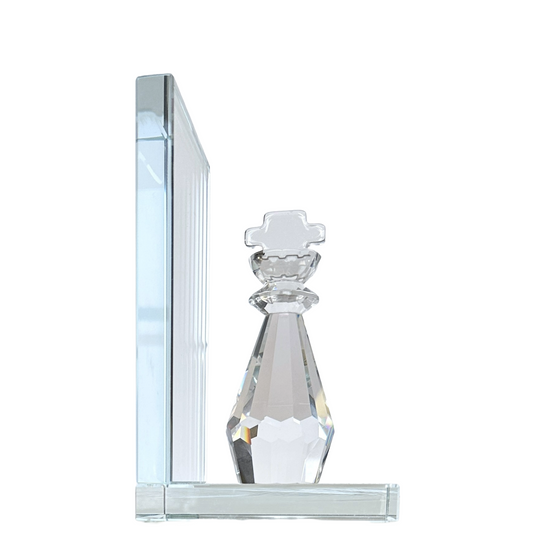 Crystal bookends king chess piece