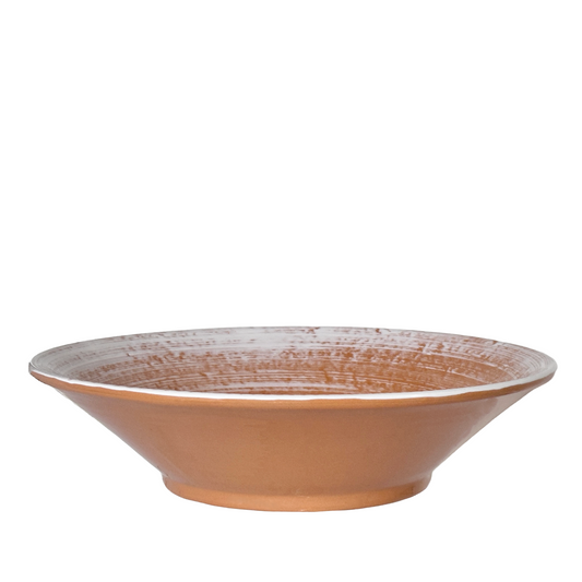 Large Mediterranean Terracotta Bowl Glazed with Whitewashed Interior Made In Italy by La Ceramica