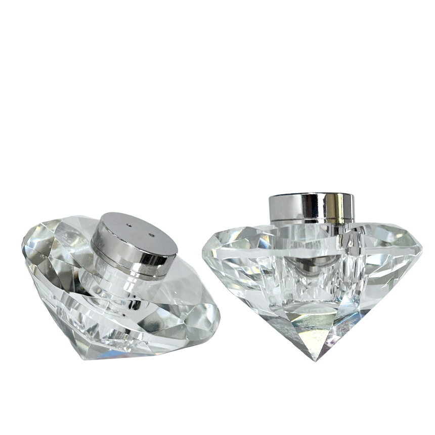 Salt & Pepper Shakers, Diamond Shaped Sparkling Crystals w/Silver Cap by Vidali