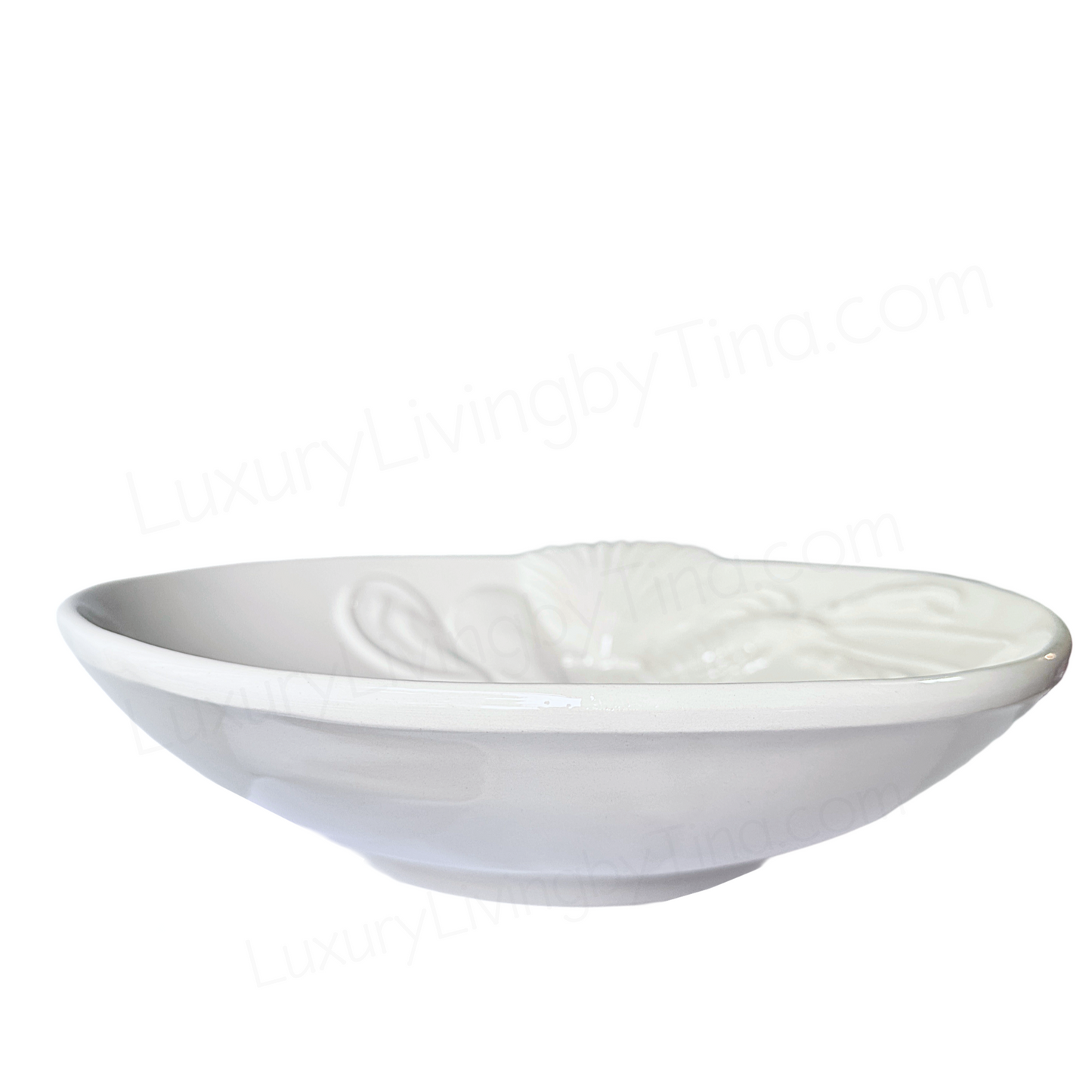 Lobster Seafood Bowl Large White Ceramic Embossed Shellfish by Stefani Ceramiche