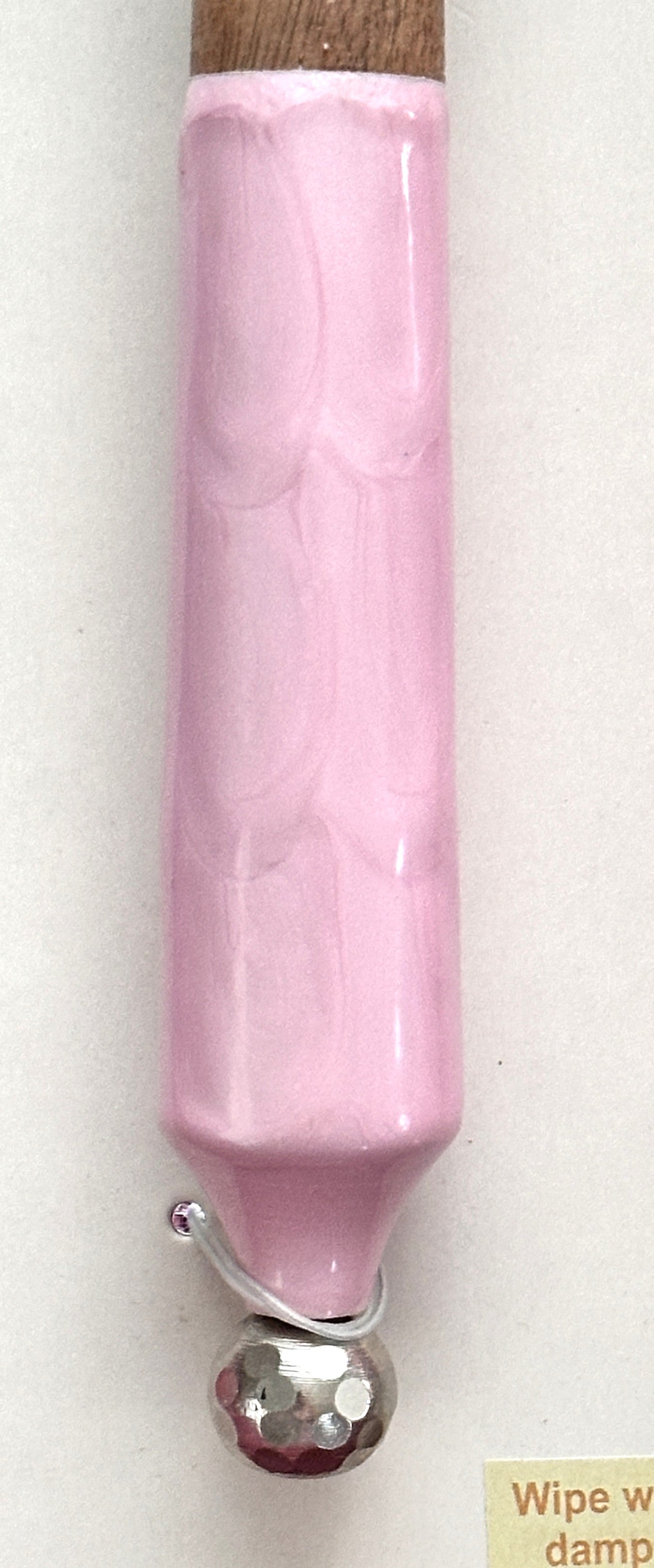 Elegant Salad Servers Pink Handles, Natural Wood Accents & Hammered Metal Heads