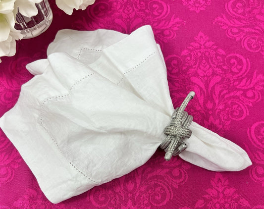 Napkin Rings, Nautical Knot, Silver Textured Round Rope (Set of 4) by Max Studio
