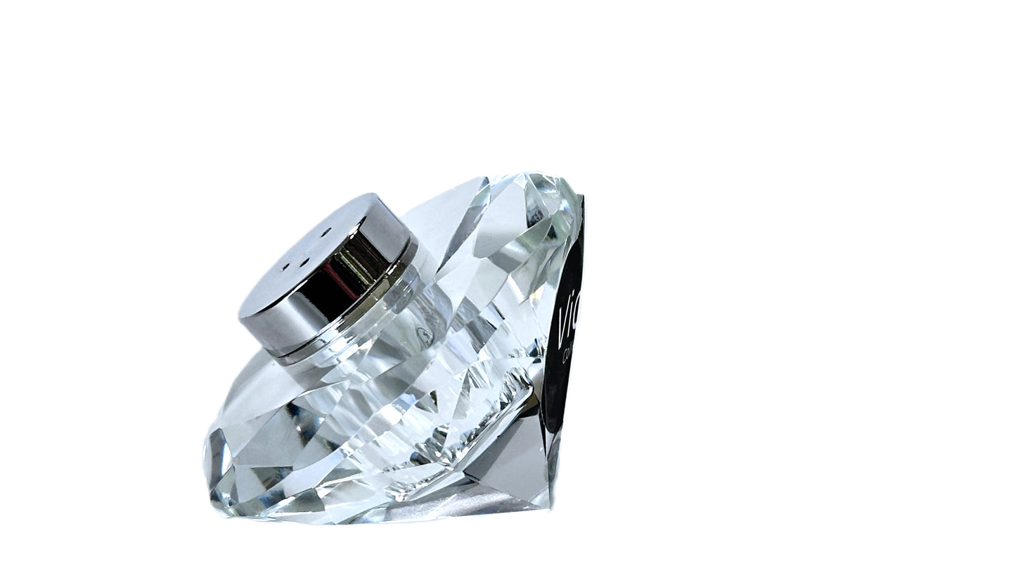 Salt & Pepper Shakers, Diamond Shaped Sparkling Crystals w/Silver Cap by Vidali