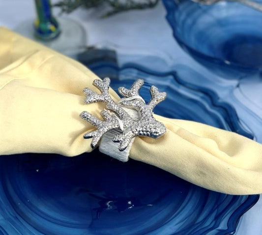 Napkin Rings, Reef, Sea Life, Nautical Silver Ocean Decor, by Coastal Collection