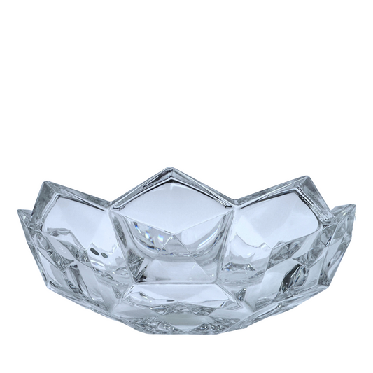 Bohemia Crystal Honeycomb Glass Bowl w/Scalloped Rim Handblown in Czech Republic