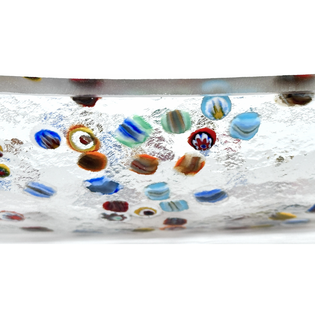 Murano Glass Millefiori Bowl Canoe Shape Handmade in Italy byYalos Murano Glass