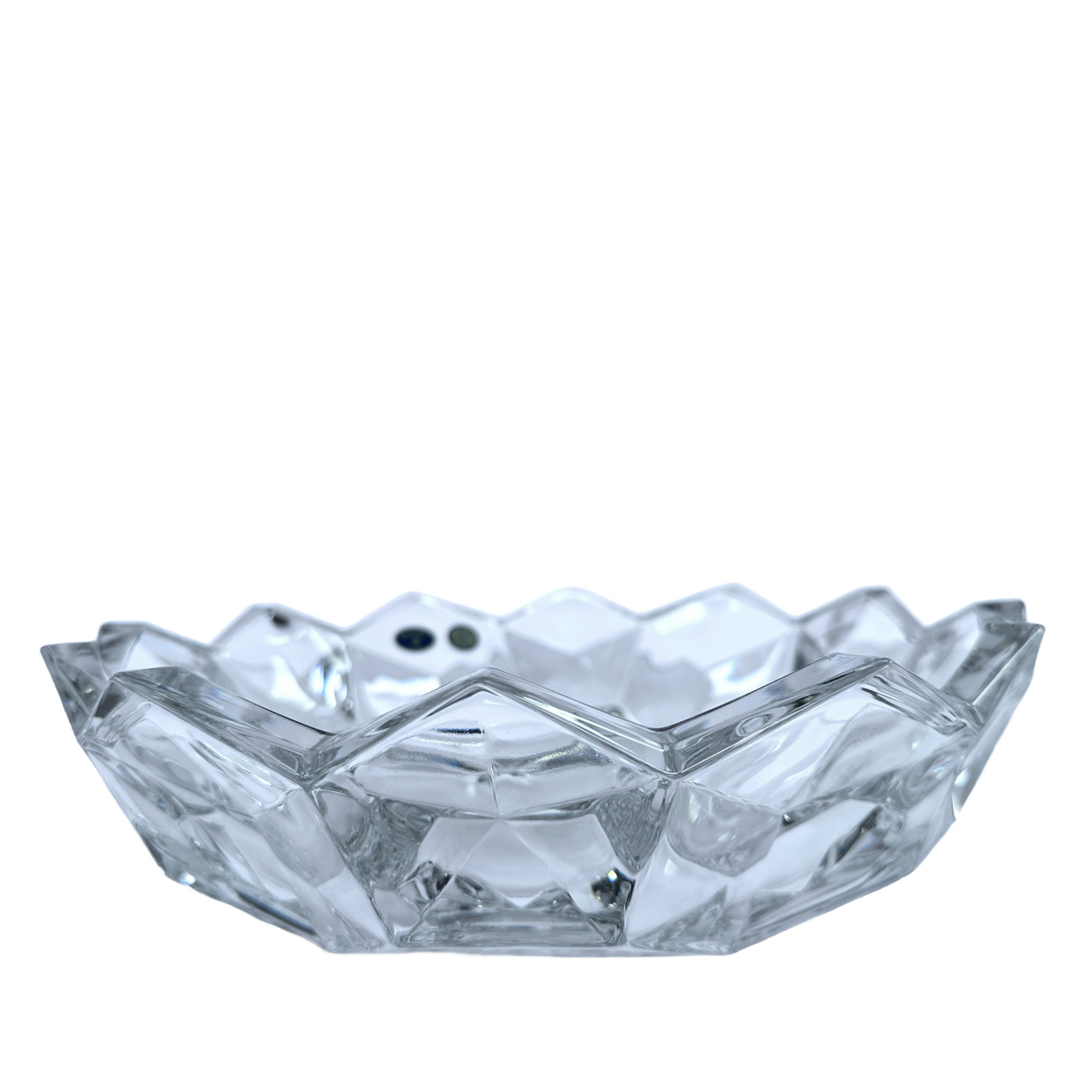 Bohemia Crystal Honeycomb Glass Bowl w/Scalloped Rim Handblown in Czech Republic