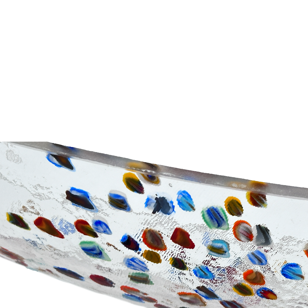 Murano Glass Millefiori Bowl Canoe Shape Handmade in Italy byYalos Murano Glass
