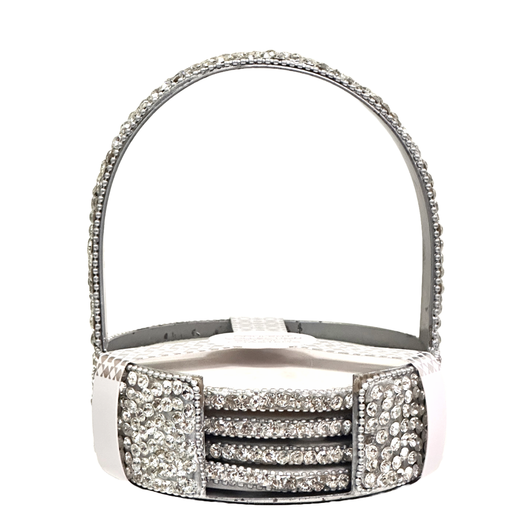 Crystal Rhinestone Drink Coasters & Carrying Case with Handle Covered In Bling