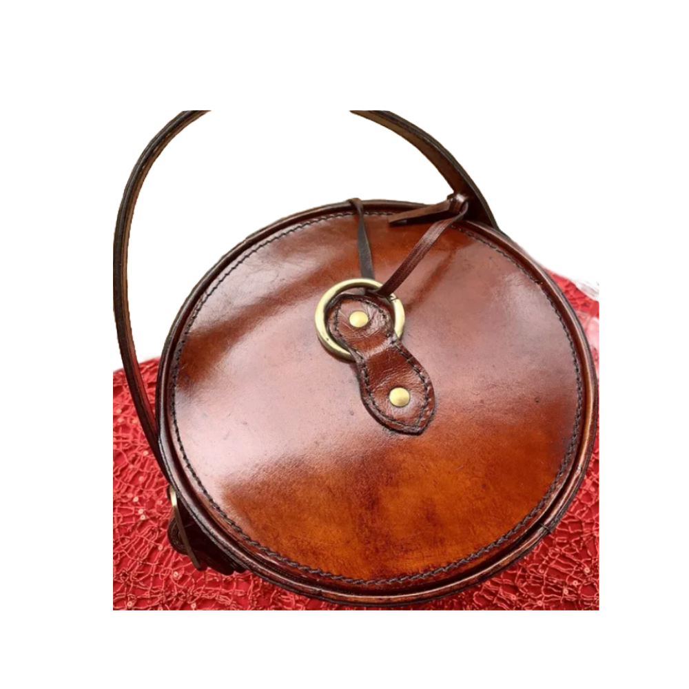 Ice Bucket, Wine Chiller, 100% Genuine Leather Brown w/Brass Buckels & Tongs