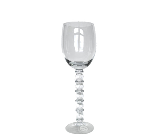 Wine Glasses Handblown Stacked Crystal Beads 10oz Capacity Handmade Romania Set/4