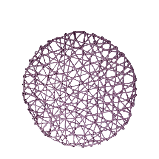 Set of 4 Purple Place Mats 15" Woven, Open Lattice Design, Polyster Fiber