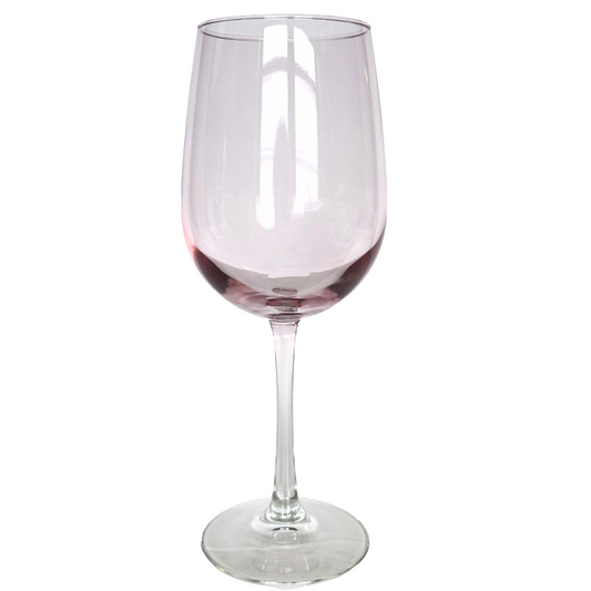 Wine Glass Pink Blush with Clear Stem, 9" Tall 19.7 oz capacity Set/5 Gift Ideas