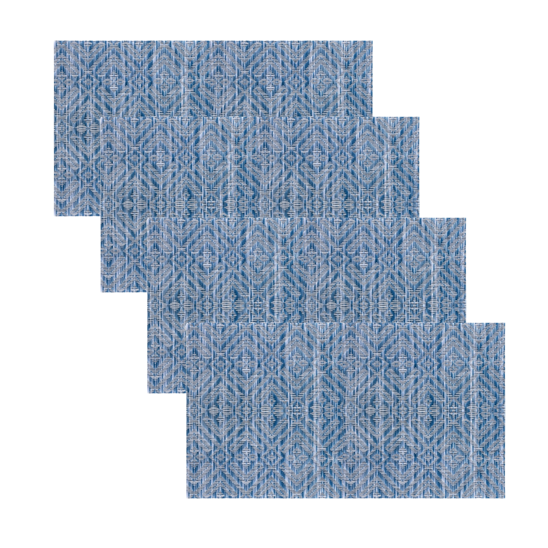 Placemats Rectangle 13"x18" Blue & Silver Geometric Hexagons & Diamond Shapes