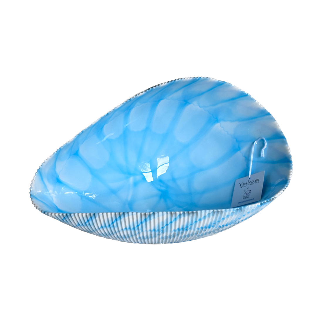 Sea Blue Murano Glass Bowl Curved Sides Handmade in Italy byYalos Murano Glass