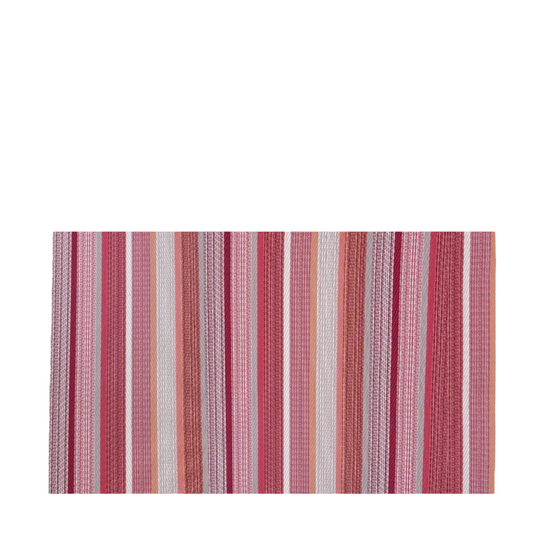Placemats Rectangle Red & Pink Woven Stripes PVC Indoor Outdoor Polyvinyl Set/6
