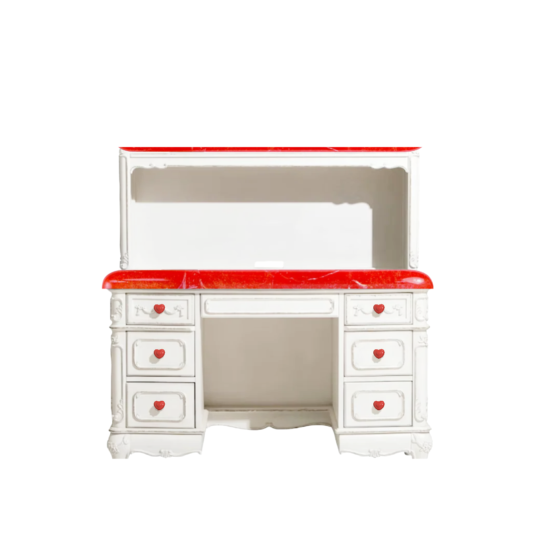 Red Ceramic Heart-Shaped Drawer Pull Knobs Set of 4