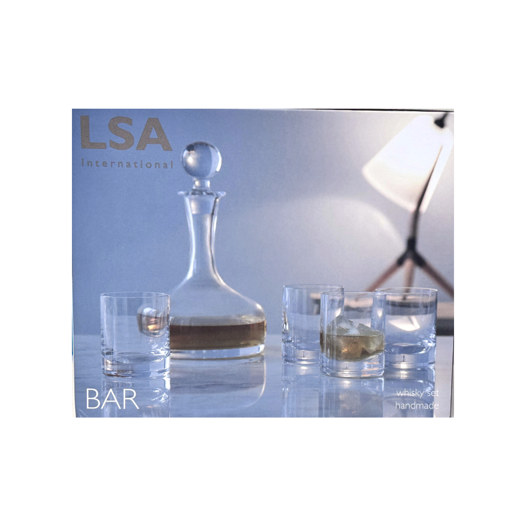 Whiskey Set 54 oz Decanter & Four 8 oz Whiskey Glasses LSA International Bar