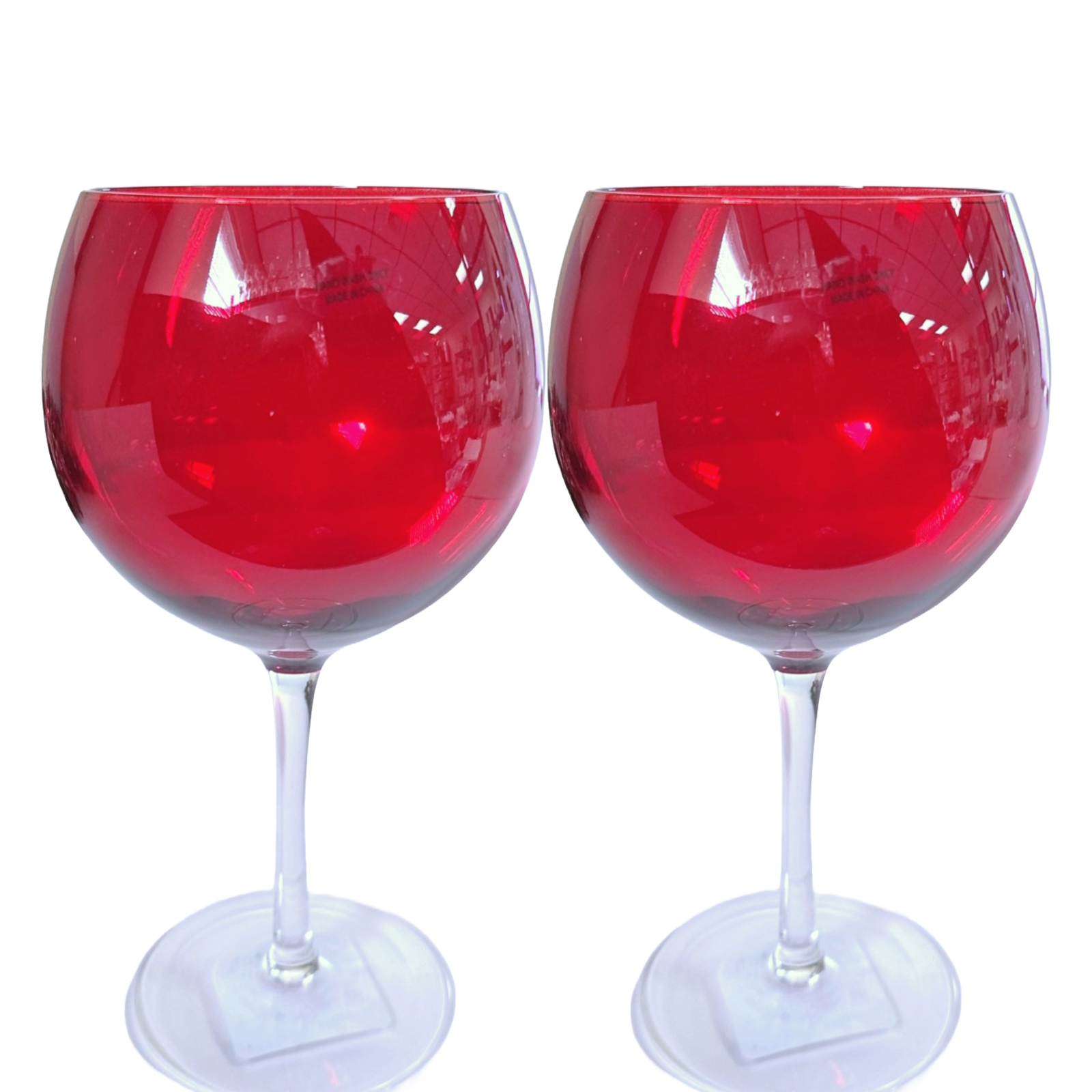 Christmas Red Wine Glass With Short Stem Goblet Style Brandy Glass Set of 2
