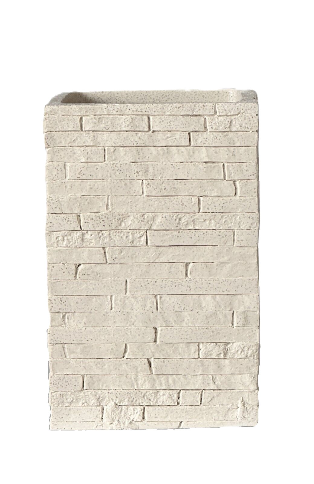 Toothbrush Holder Tan Stacked Stone Brick Pattern Decorative Freestanding