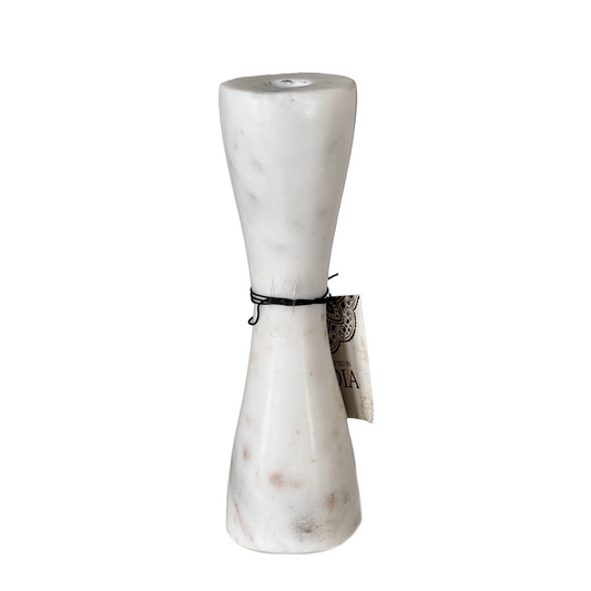 Candlestick Holder White Marble Hourglass Shape Holds Taper Candle, Unique Gift