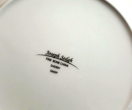 Joseph Sedgh 8" SHERRY Plate White Fine Bone China Silver Dotted Raised Rim