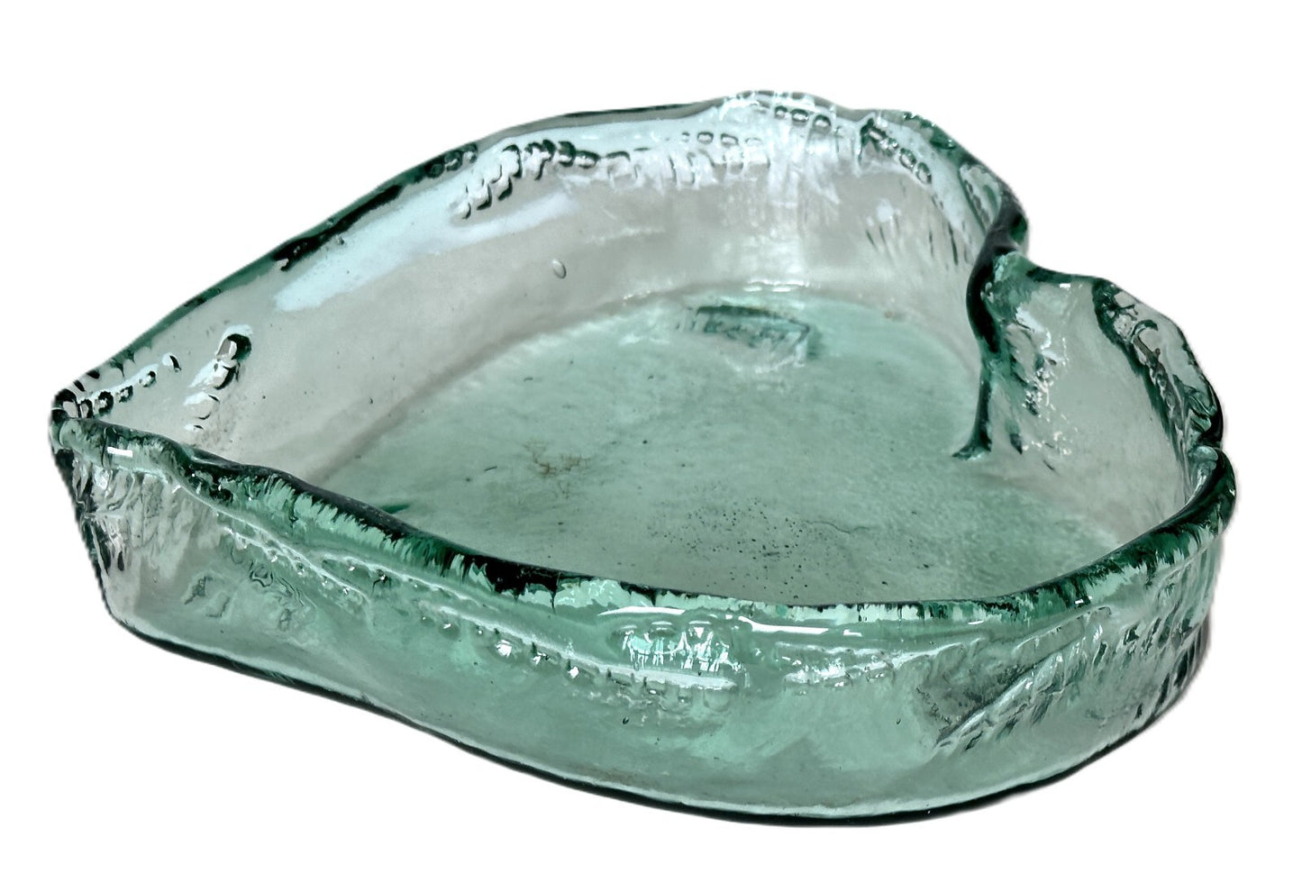 Heart Shaped Asymmetrical Serving Bowl Dish Pie Plate 100% Recycled Glass Unique