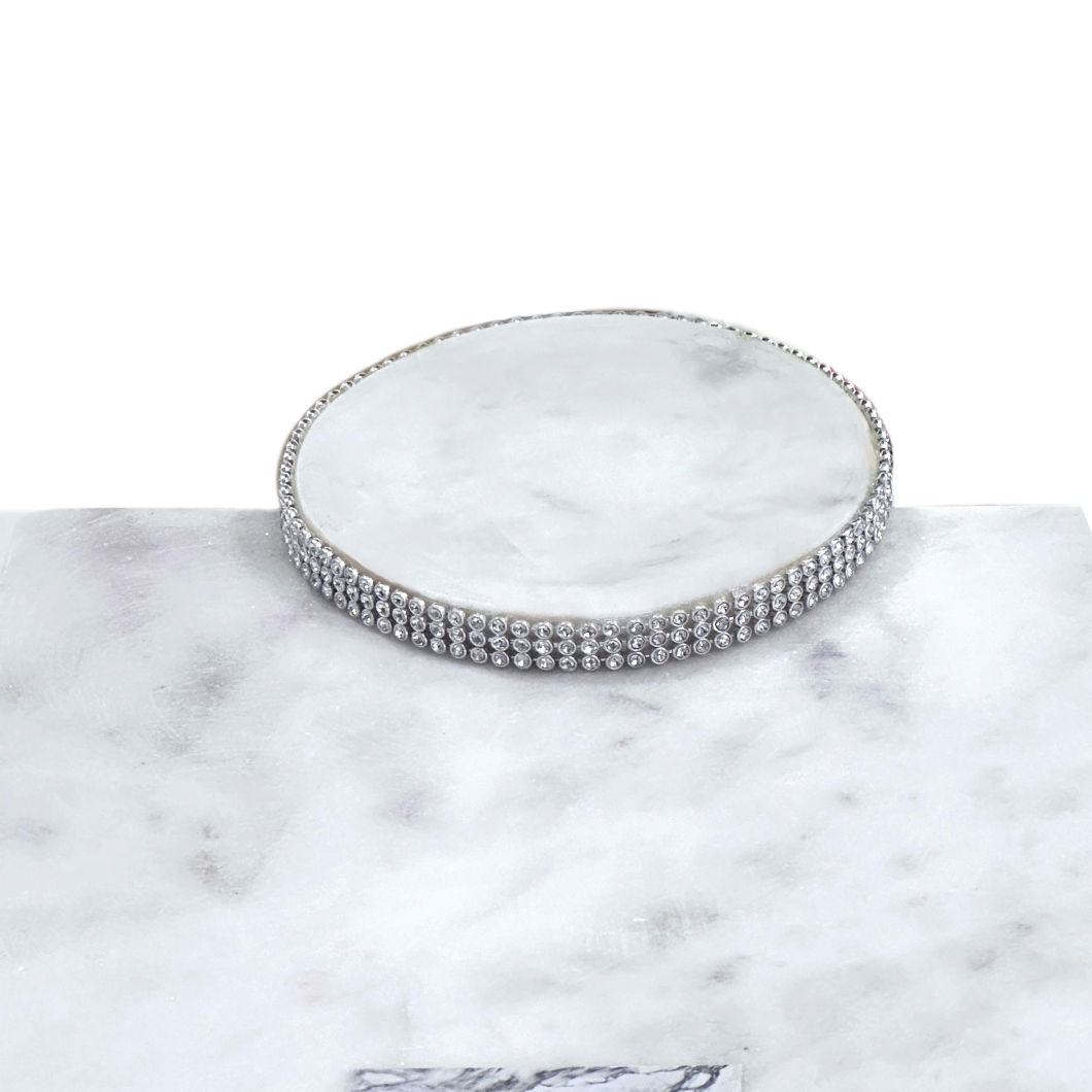 Marble Charcuterie Serving Board Dessert Tray 2 Raised Platforms w/Crystals 21x8