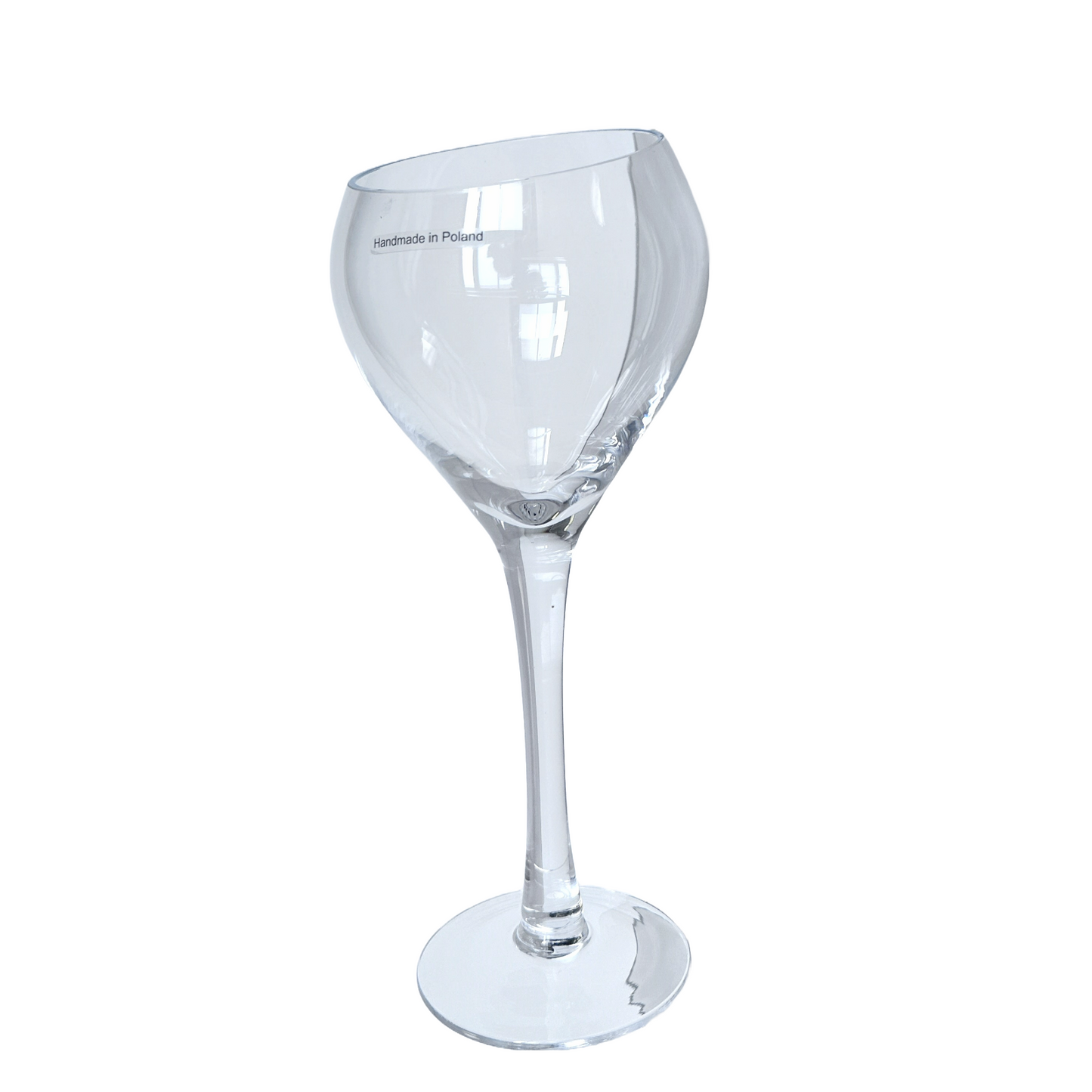 Wine Glass, Oversized Large Clear Glass w/Unique Angular Rim, Handmade in Poland